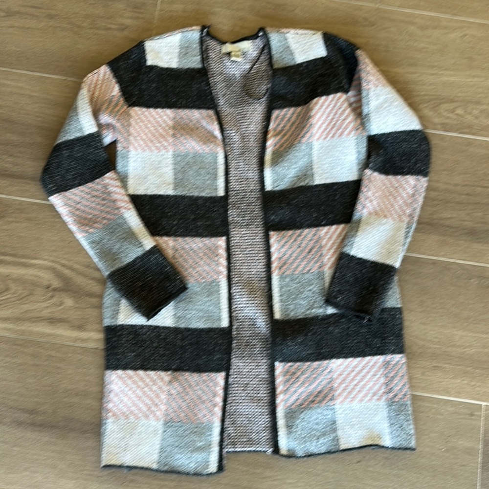 Long plaid cardigan